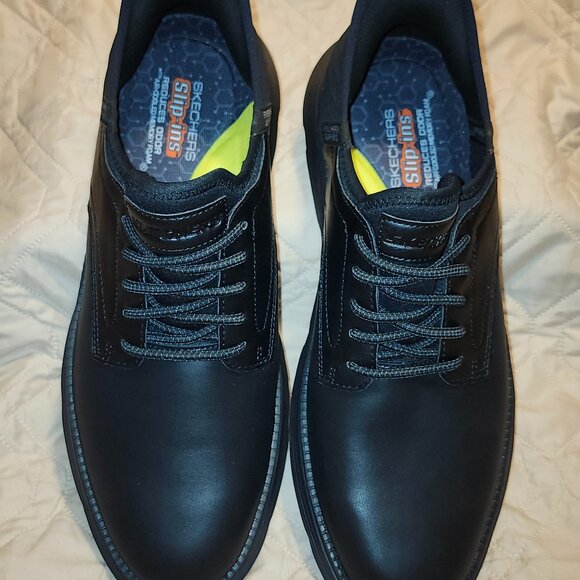 NWOB/ Skechers Hands Free Slip-Ins, Men (Size 14), Black Work Garza Sr Shoes - Picture 1 of 11